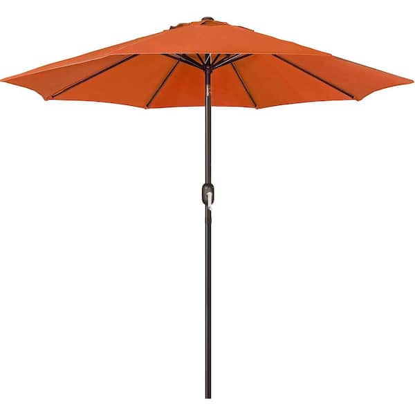 Dyiom 9 ft. Market Tilt Beach Umbrella Patio Umbrella Outdoor Striped with Push Button and Crank in Orange, Word