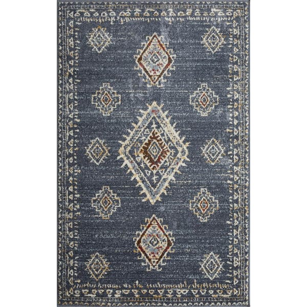 Alsbrooke Temarnie Blue 3 ft. 3 in. x 5 ft. 3 in. Oriental Polypropylene Area Rug