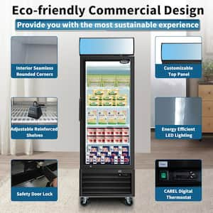 27 in. 19.3 Cu. Ft. Commercial Merchandiser Auto / Cycle Defrost Upright Freezer in Black with Glass Door and LED Panel