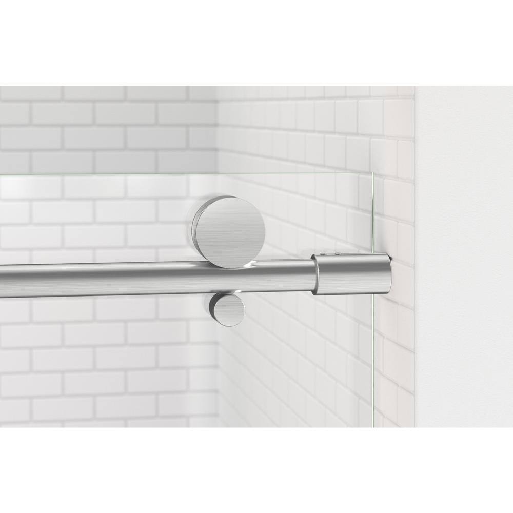 Vinesse 47" x 76" Frameless Clear Glass Shower Door with Brushed Nickel Finish