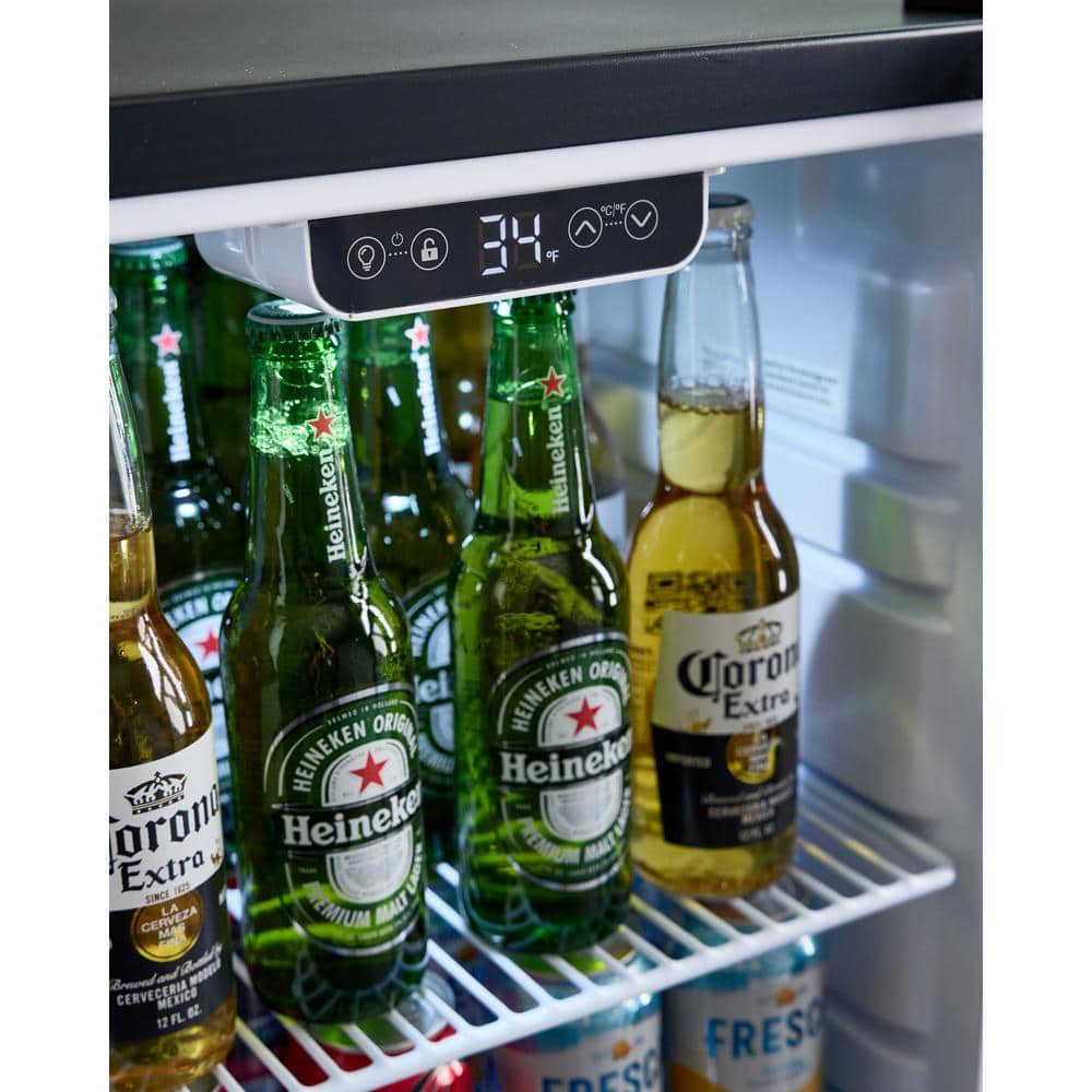 Black Glass Door Display Refrigerator with Adjustable Shelves