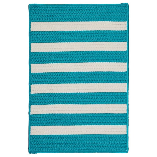 Home Decorators Collection Baxter Turquoise 2 ft. x 10 ft. Braided Indoor/Outdoor Patio Runner Rug