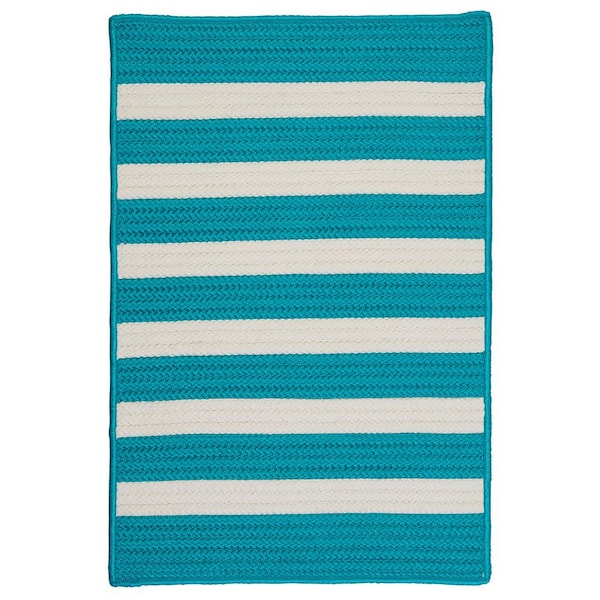 Home Decorators Collection Baxter Turquoise 10 ft. x 13 ft. Braided Indoor/Outdoor Patio Area Rug