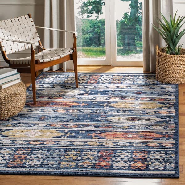 Charleston Navy/Ivory 8 ft. x 10 ft. Geometric Area Rug