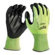 Medium High Visibility Level 4 Cut Resistant Polyurethane Dipped Work Gloves