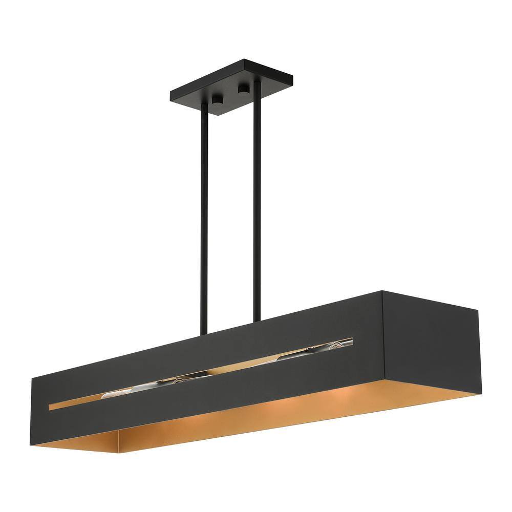 Soma Textured Black and Brushed Nickel 4-Light Linear Chandelier