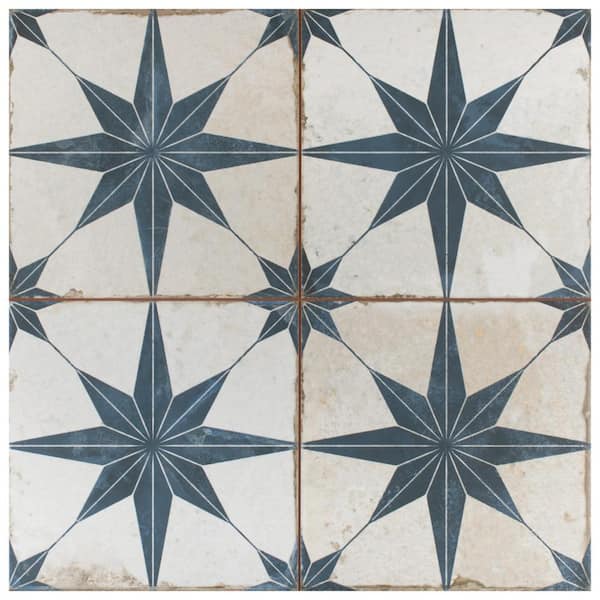 Merola Tile Kings Star Blue 9 in. x 9 in. Ceramic Floor and Wall Take Home Tile Sample