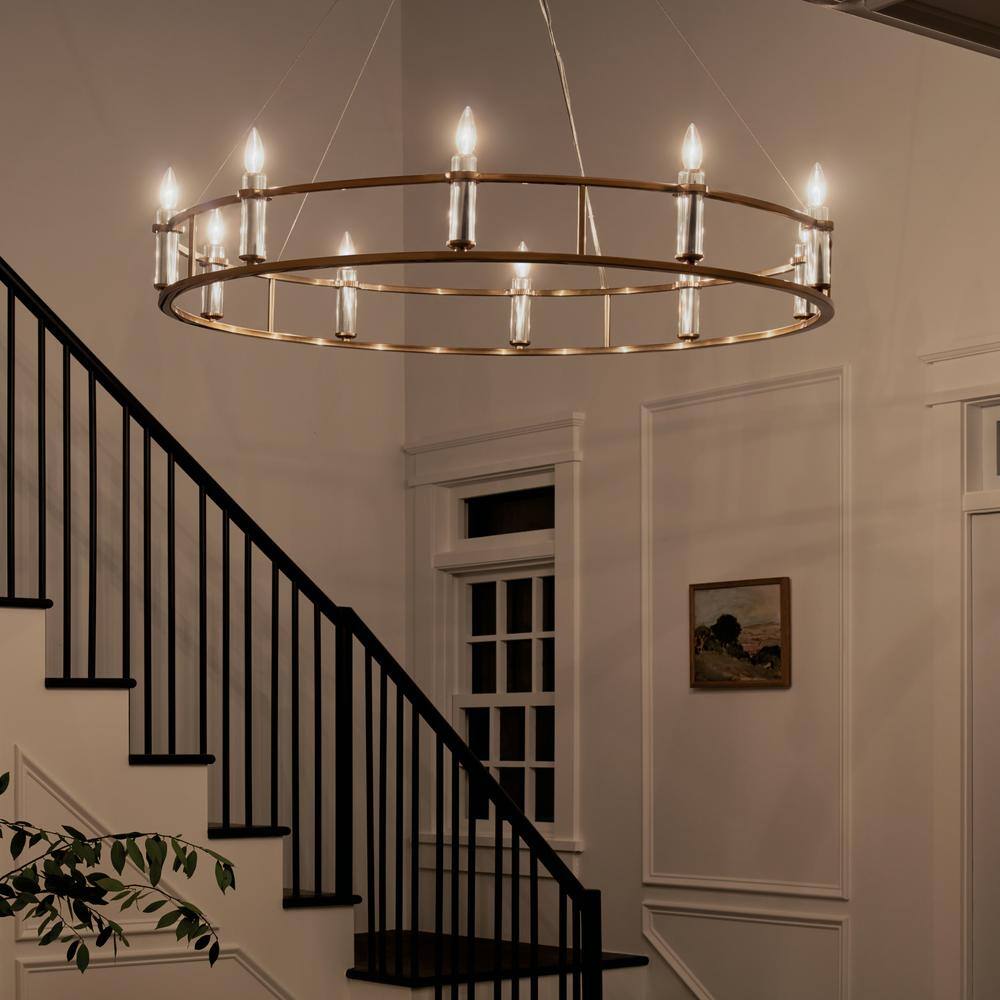 Rosalind Brushed Natural Brass 10-Light Traditional Chandelier