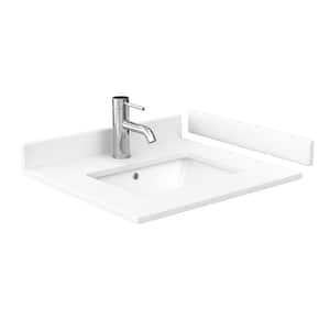 24 in. W x 22 in. D Cultured Marble White Rectangular Single Sink Bathroom Vanity Top in White