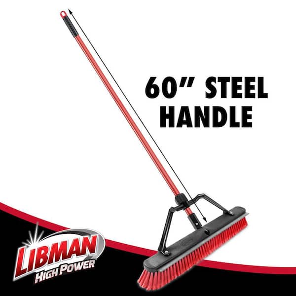 Libman - 24 in. High Power Heavy-Duty Multi-Surface Squeegee Push Broom with Brace and Steel Handle