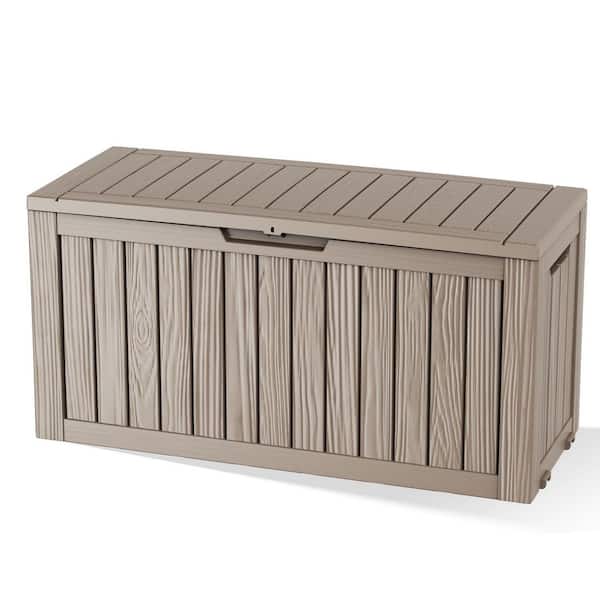 75 Gal. Waterproof Outdoor Resin Storage Deck Box, Large Lockable Capacity, Versatile Deck Outdoor Storage Bench