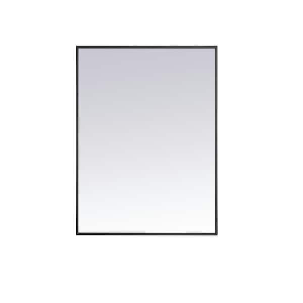 Unbranded Timeless Home 27 in. W x 36 in. H x Contemporary Metal Framed Rectangle Black Mirror