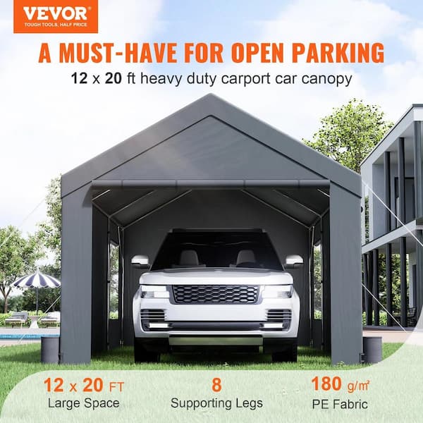 ITOPFOX 12 ft. x 20 ft. Black Heavy Duty Car Canopy with