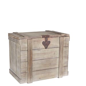 Vintiquewise QI003414L Old Fashioned Large Natural Wood Storage Trunk and Coffee Table Brown