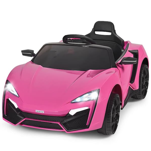 Costway 12-Volt Kids Ride On Car 2.4G RC Electric Vehicle with Lights MP3 Openable Doors Pink
