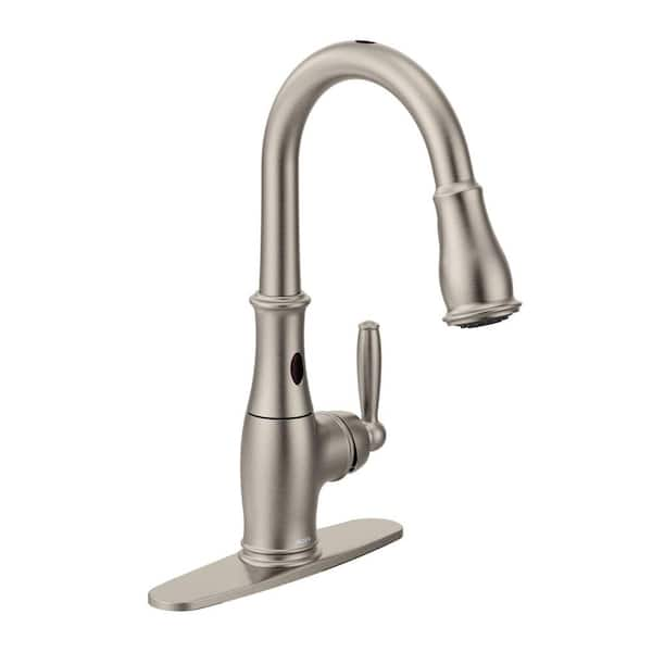 MOEN Brantford Single-Handle Pull-Down Sprayer Touchless Kitchen Faucet with MotionSense and Reflex in Spot Resist Stainless