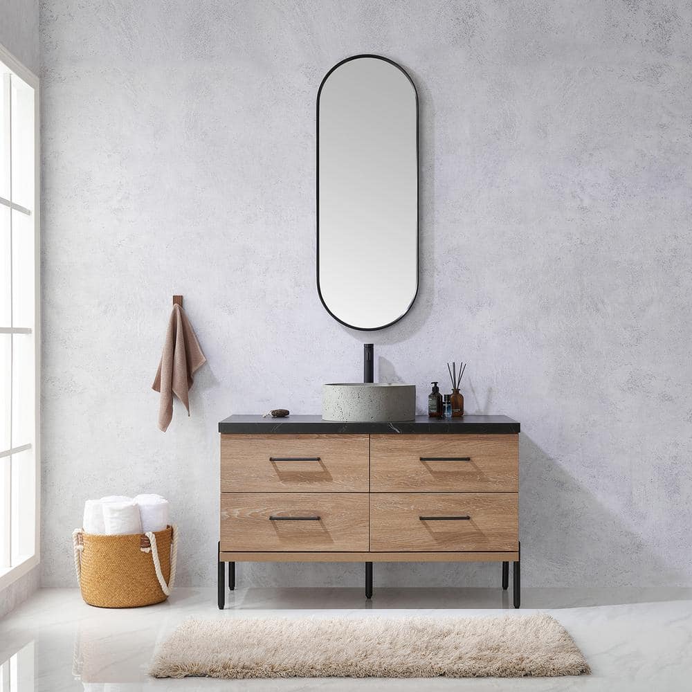 Trento 48 in. W x 21.7 in. D x 35.8 in. H Single Concrete(R) Sink Bath Vanity in North Oak with Black Sintered Top price history on PriceWatchPro