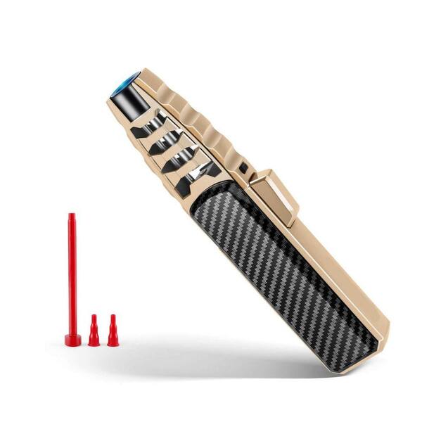 Zinc Alloy Carbon Finish Refillable Adjustable Windproof Jet Flame Butane Torch Lighter with Safety Lock