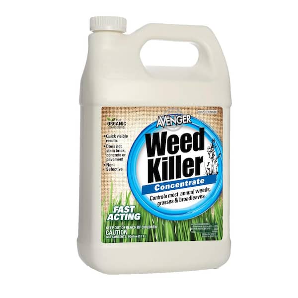 Avenger 128 oz. Organic Weed and Grass Killer Concentrate, Biodegradable, Natural non-toxic citrus based, Kills on contact