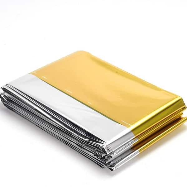 Wellco 83 in. x 63 in. Emergency Blankets Mylar Thermal Blanket Gold Silver Survival Blankets Heavy-Duty Camping Gear(10-Pack)