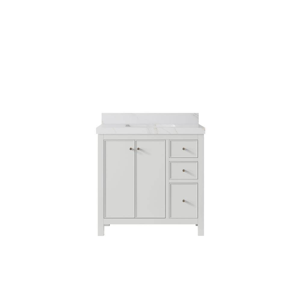 Chicago 36 in. Single Sink Freestanding White Bath Vanity with Calacatta Sienna Qt. Top Unassembled price history on PriceWatchPro