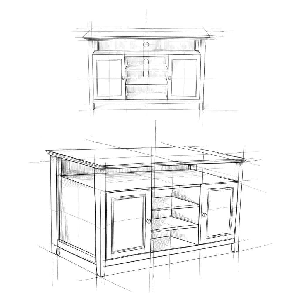Light Golden Brown Solid Wood TV Media Stand with Cabinets