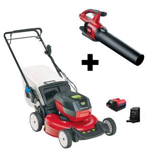 Flex-Force 60V Cordless 2-Tool Combo Kit; 21 in. Walk Behind Lawn Mower & Leaf Blower w/Charger & 5.0 Ah Battery