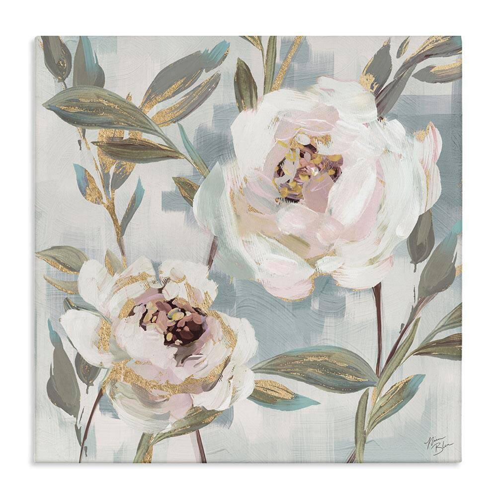 White Peony Duo by Nina Blue Unframed Nature Graphic Art Print 30 in. x 30 in. price history on PriceWatchPro
