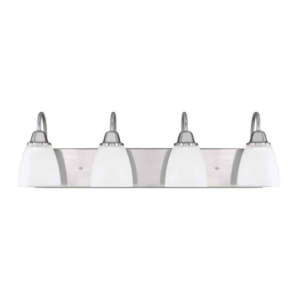 30 in. W x 8.5 in. H x 8 in. E 4-Light Acid Washed Glass Vanity Light in Brushed Nickel price history on PriceWatchPro