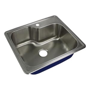 Meridian Drop-In Stainless Steel 25 in. 1-Hole Single Bowl Kitchen Sink in Brushed Stainless Steel