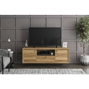 Oslo Walnut Tv Stand Fits TV's up to 65 in. with Storage Cabinets and Drawer