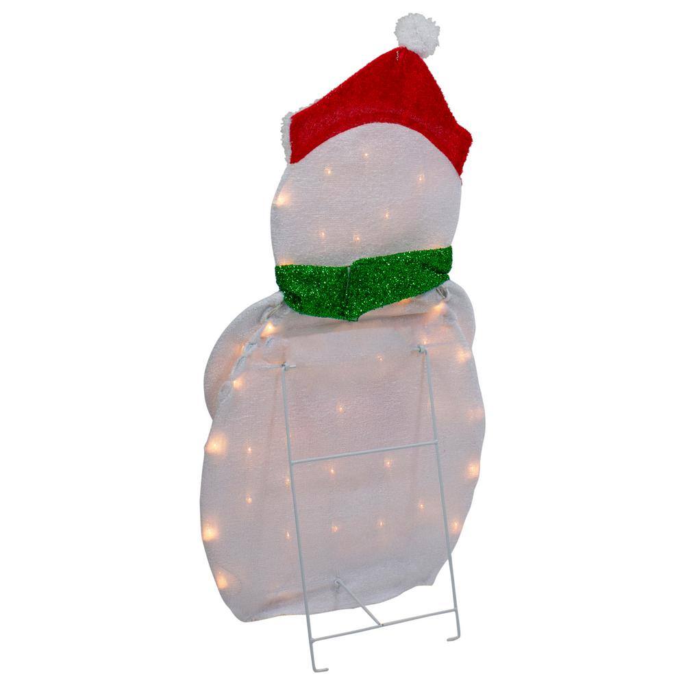 32" Lighted Chenille Snowman with Scarf and Hat