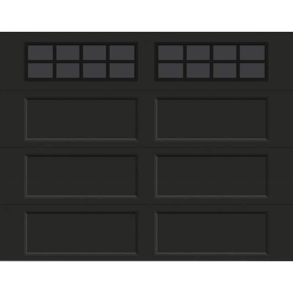 Clopay Bridgeport Steel Extended Panel 9ft. x 7ft. Insulated 18.4 R-Value Matte Lustra Black Garage Door with windows