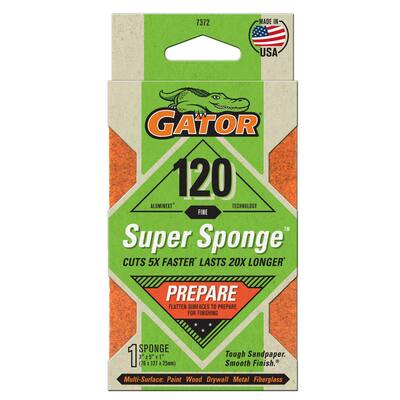Super Sponge 3 in. x 5 in. x 1 in. Fine 120 Grit Sanding Sponge