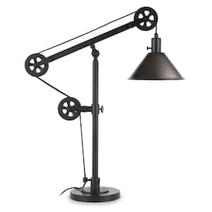 Descartes 29 in. Blackened Bronze Table Lamp with Pulley System table l