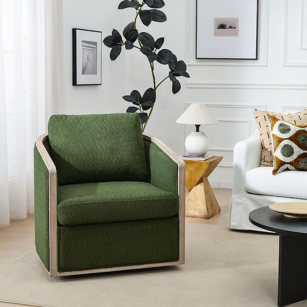 Grreen Performance Boucle Fabric Upholstered Swivel Chair