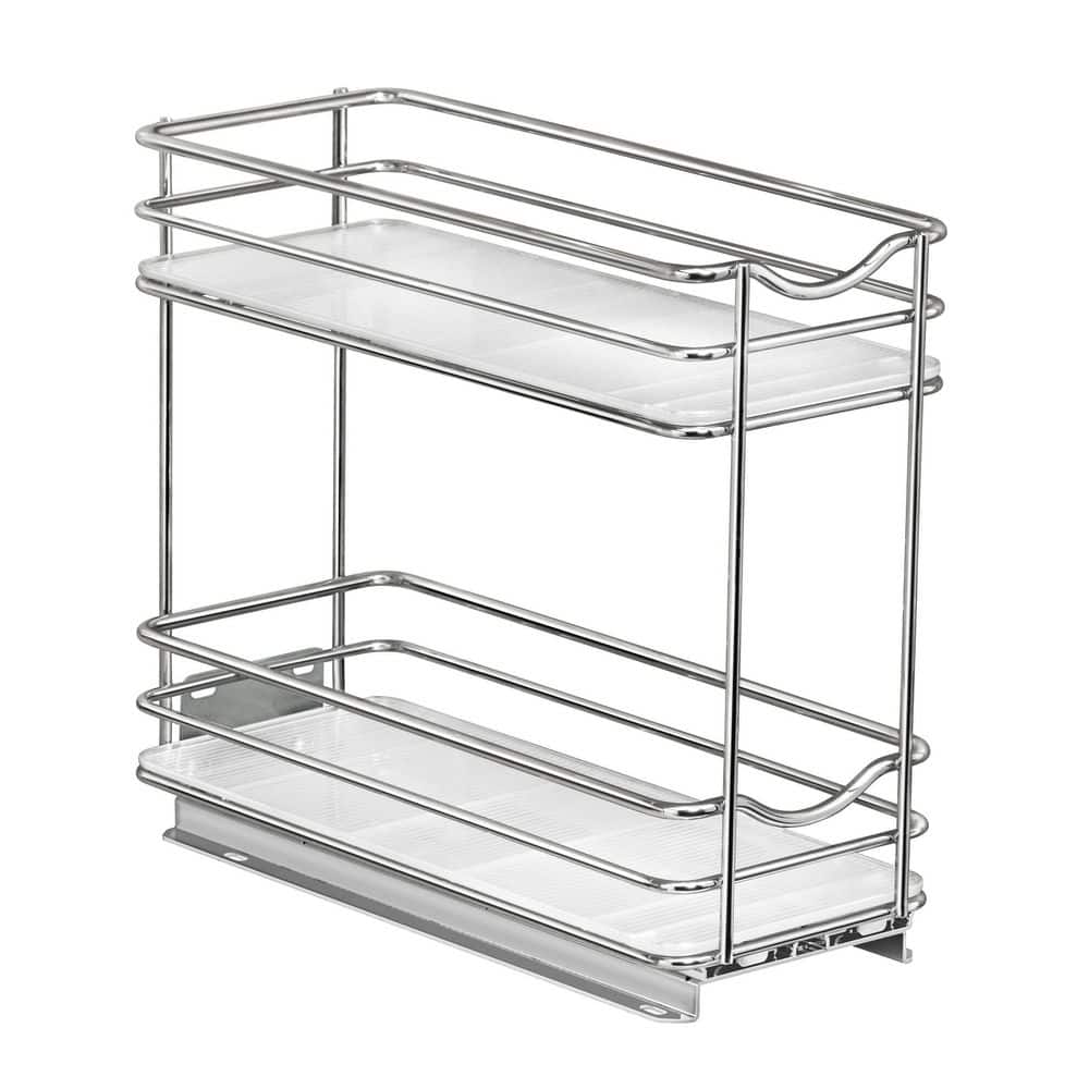 Chrome Double Tier Pull Out Spice Rack Organizer