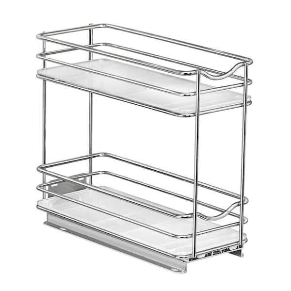 Slide Out Spice Rack Pull Out Cabinet Organizer 4-1/4 in. Wide - Double, Chrome