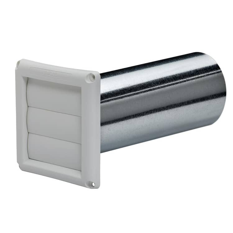  4 in. Aluminum Dryer Exhaust Vent Pipe with Louvered White Hood