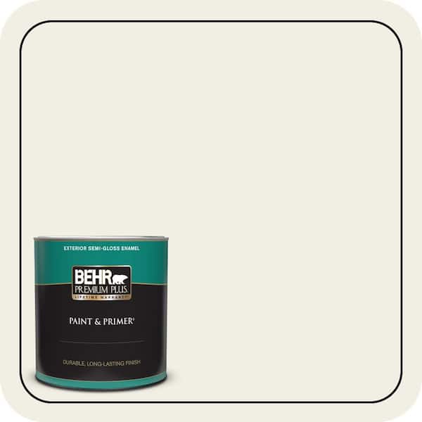 BEHR PREMIUM PLUS 1 qt. #PPU10-13 Snowy Pine Semi-Gloss Enamel Exterior Paint & Primer