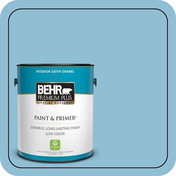 BEHR PREMIUM PLUS 1 gal. #M490-3 Speedboat Satin Enamel Low Odor Interior Paint & Primer