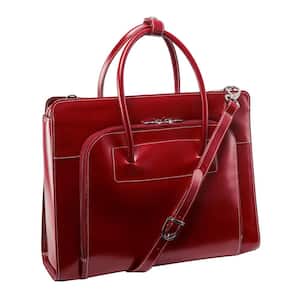 Lake Forest 15 in. Red Top Grain Cowhide Leather Ladies Laptop Briefcase