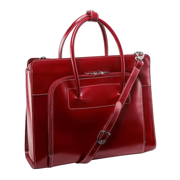 McKLEIN Lake Forest 15 in. Red Top Grain Cowhide Leather Ladies Laptop Briefcase