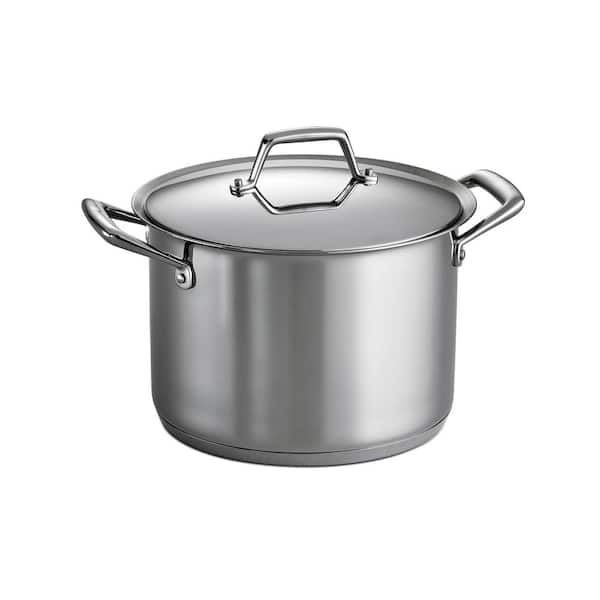 Stainless Steel Covered Stock Pot 22 Quart Tri-Ply Base Durable Home Kitchenware 