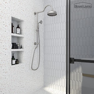 1-Spray Patterns with 2.5 GPM 8 in. Wall Mount Dual Shower Heads in Brushed Nickel (Valve Not Included)