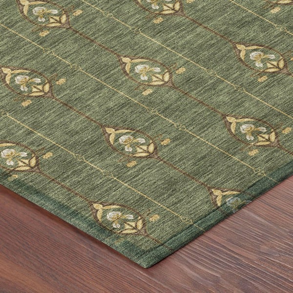 Chantille Machine Washable Indoor/Outdoor Abstract ACN2691 Olive 3 ft. x 4 ft. Area Rug