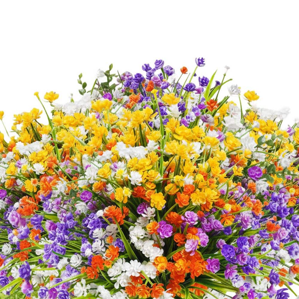5 in. 24-Pack Artificial Shrub White Yellow Fuchsia Purple Orange