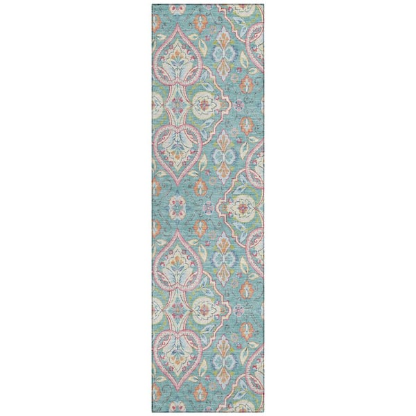 Addison Rugs Chantille Machine Washable Indoor/Outdoor Abstract ACN2207 Spa 2 ft. 3 in. x 7 ft. 6 in. Runner Rug