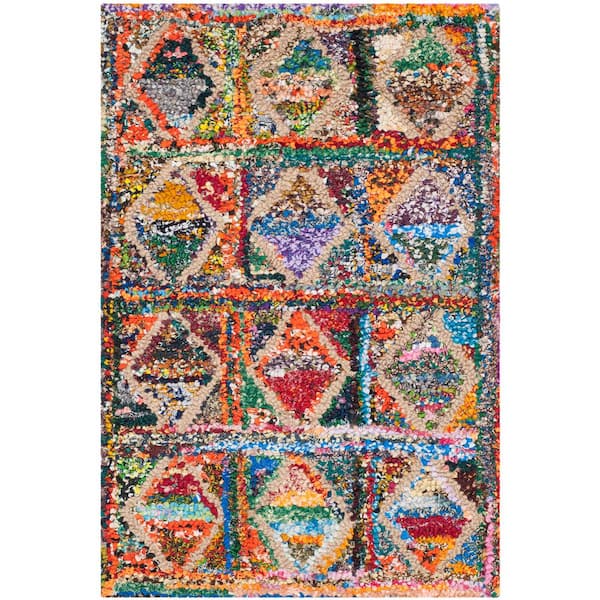 SAFAVIEH Nantucket Multi Doormat 2 ft. x 3 ft. Border Geometric Area Rug