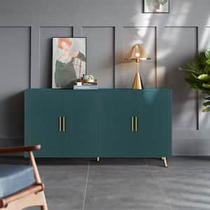 Antique Green MDF 60 in. Sideboard 4 Door Buffet Cabinet with Storage Cabinet And Adjustable Shelves